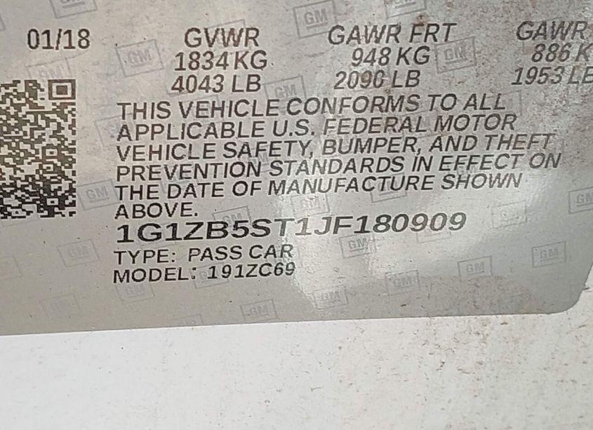 Photo 9 of 2018 Chevrolet Malibu 1LS (VIN 1G1ZB5ST1JF180909)