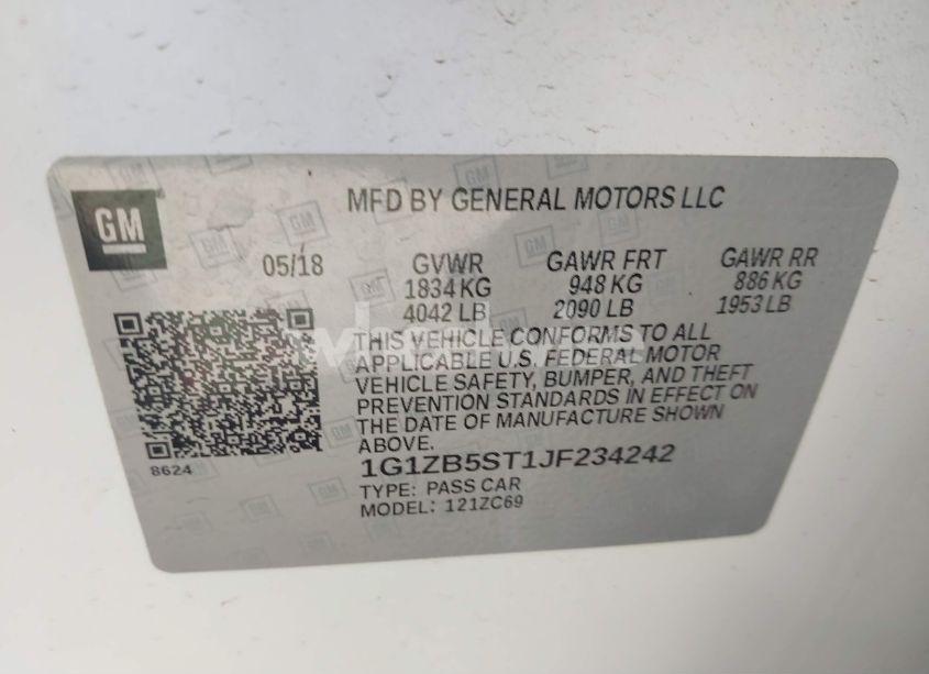 Photo 9 of 2018 Chevrolet Malibu 1LS (VIN 1G1ZB5ST1JF234242)