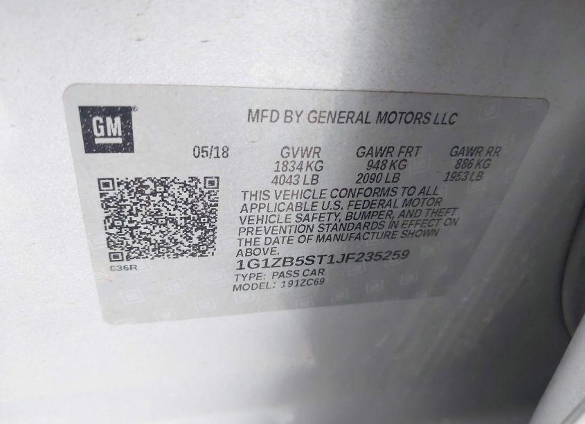 Photo 9 of 2018 Chevrolet Malibu 1LS (VIN 1G1ZB5ST1JF235259)