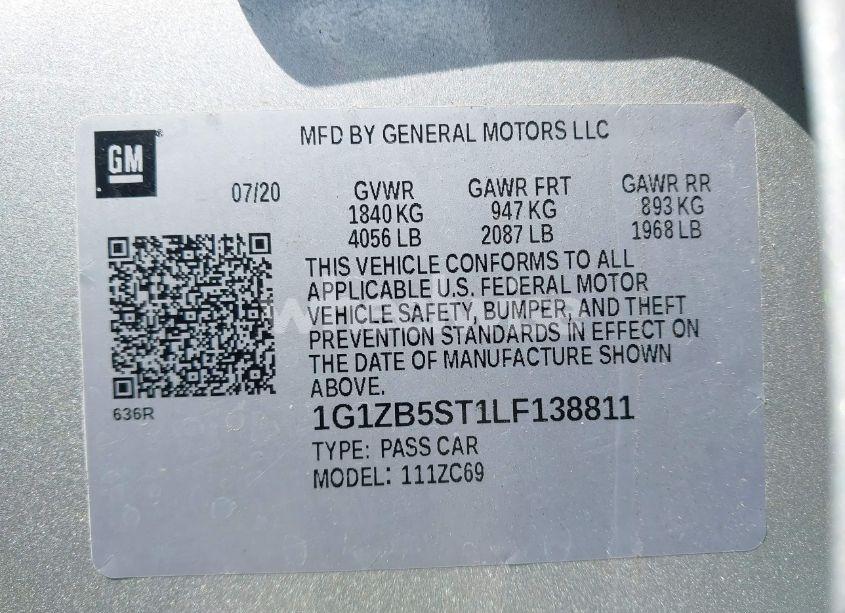 Photo 9 of 2020 Chevrolet Malibu FWD LS (VIN 1G1ZB5ST1LF138811)