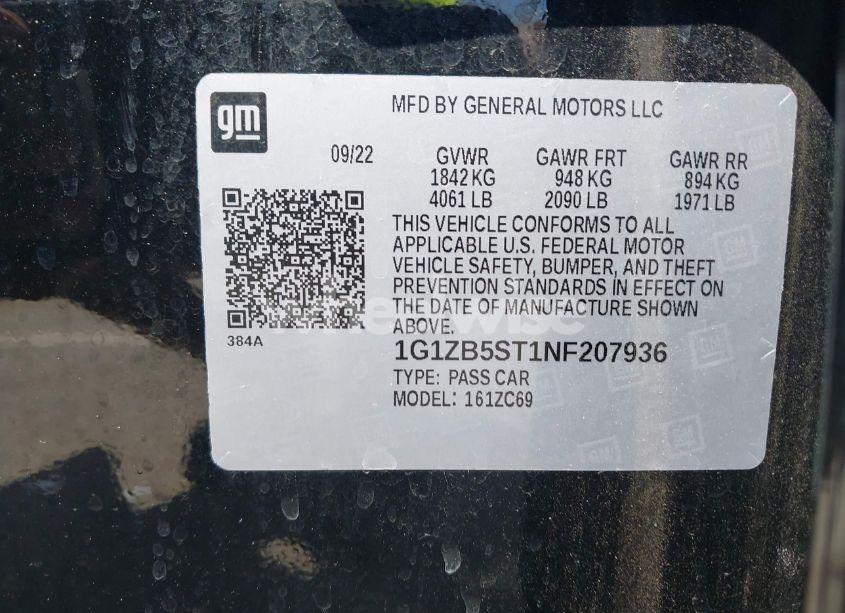 Photo 9 of 2022 Chevrolet Malibu FWD LS (VIN 1G1ZB5ST1NF207936)