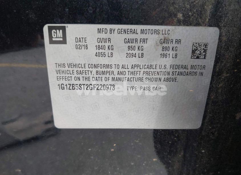 Photo 9 of 2016 Chevrolet Malibu LS (VIN 1G1ZB5ST2GF220973)