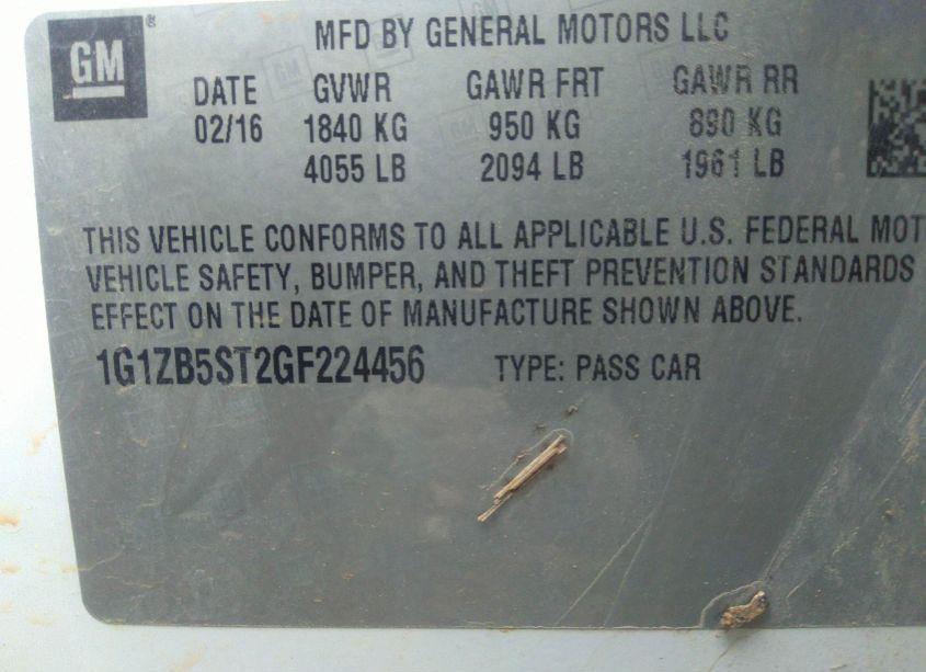 Photo 9 of 2016 Chevrolet Malibu LS (VIN 1G1ZB5ST2GF224456)