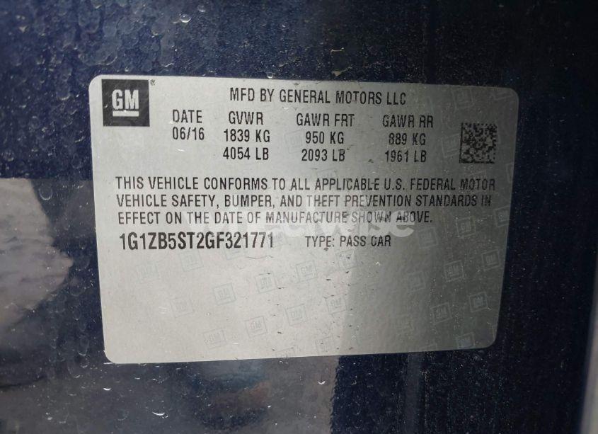 Photo 9 of 2016 Chevrolet Malibu LS (VIN 1G1ZB5ST2GF321771)