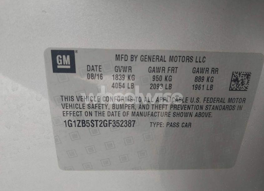 Photo 9 of 2016 Chevrolet Malibu LS (VIN 1G1ZB5ST2GF352387)