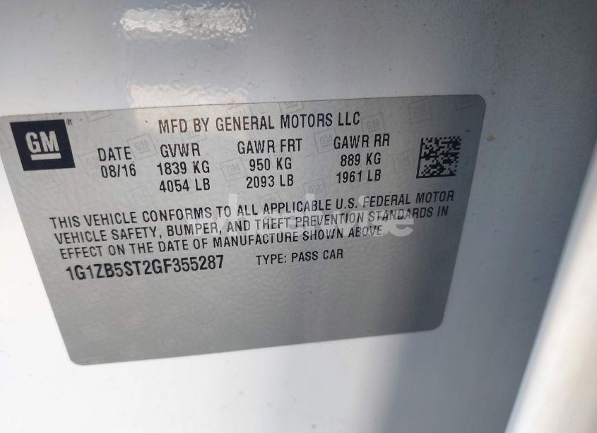 Photo 9 of 2016 Chevrolet Malibu LS (VIN 1G1ZB5ST2GF355287)