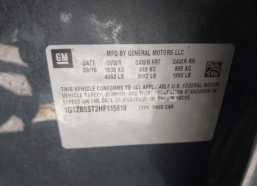 Photo 9 of 2017 Chevrolet Malibu LS (VIN 1G1ZB5ST2HF115819)