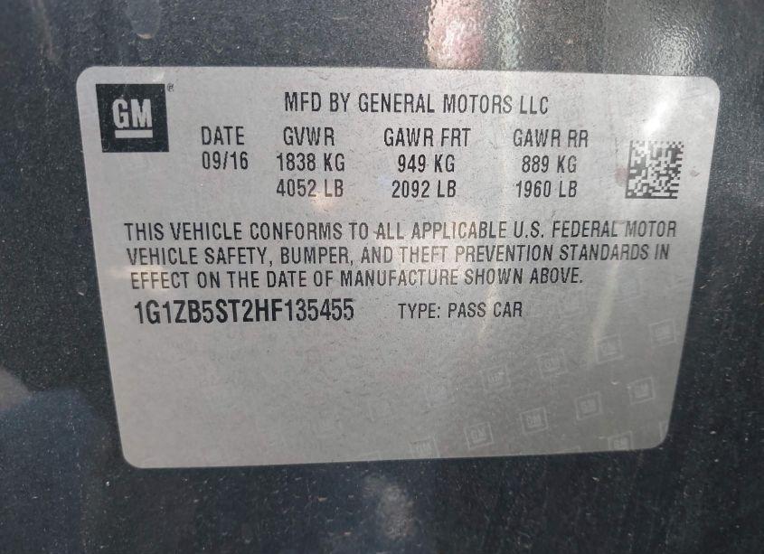 Photo 9 of 2017 Chevrolet Malibu LS (VIN 1G1ZB5ST2HF135455)