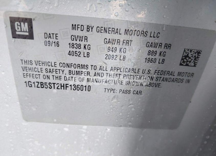 Photo 9 of 2017 Chevrolet Malibu LS (VIN 1G1ZB5ST2HF136010)