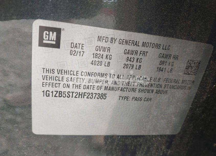 Photo 9 of 2017 Chevrolet Malibu LS (VIN 1G1ZB5ST2HF237385)