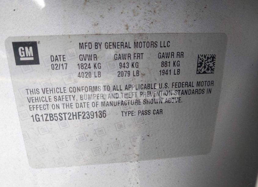 Photo 9 of 2017 Chevrolet Malibu LS (VIN 1G1ZB5ST2HF239136)