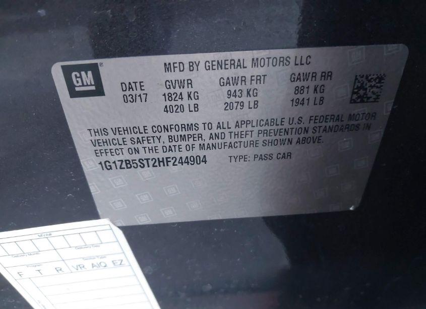 Photo 9 of 2017 Chevrolet Malibu LS (VIN 1G1ZB5ST2HF244904)