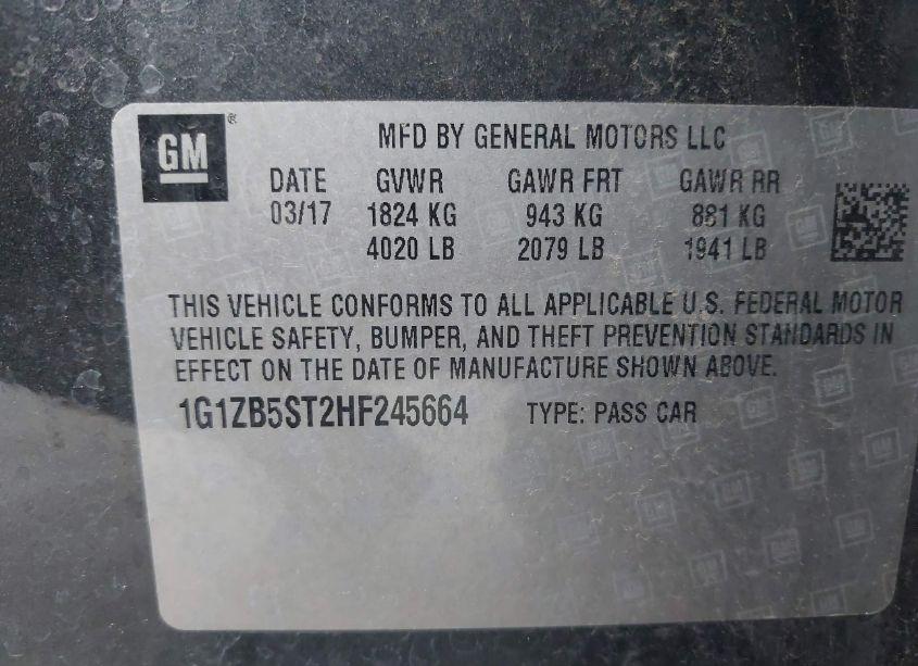 Photo 9 of 2017 Chevrolet Malibu LS (VIN 1G1ZB5ST2HF245664)