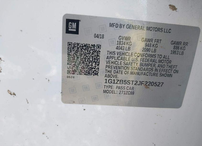 Photo 9 of 2018 Chevrolet Malibu 1LS (VIN 1G1ZB5ST2JF220527)