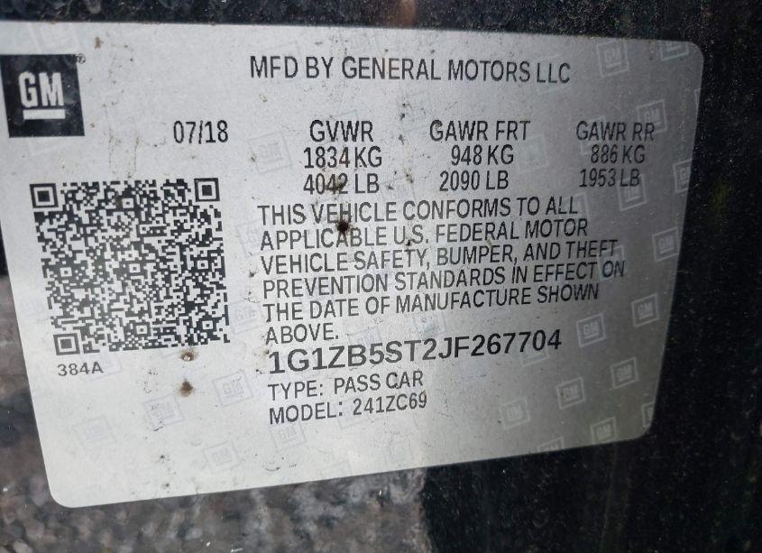 Photo 9 of 2018 Chevrolet Malibu 1LS (VIN 1G1ZB5ST2JF267704)