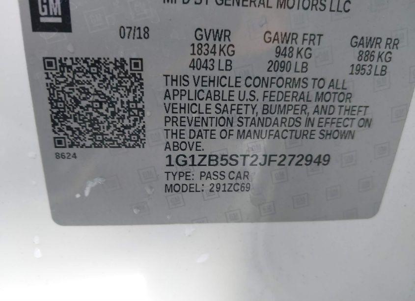 Photo 9 of 2018 Chevrolet Malibu 1LS (VIN 1G1ZB5ST2JF272949)