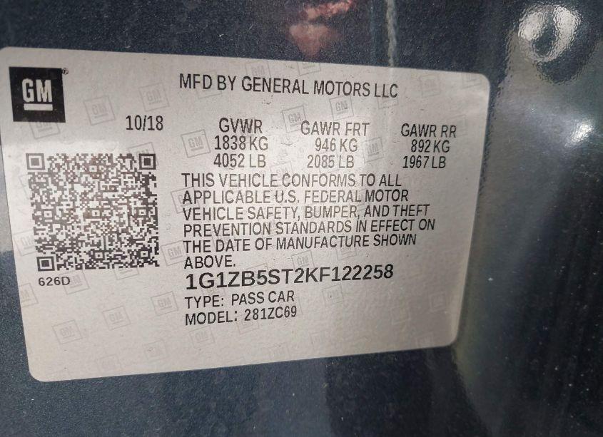 Photo 9 of 2019 Chevrolet Malibu 1LS (VIN 1G1ZB5ST2KF122258)