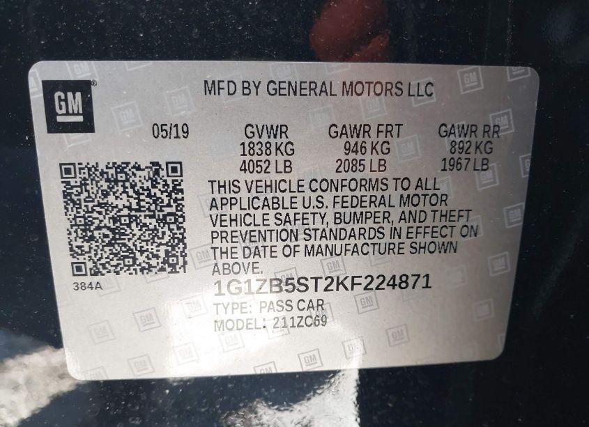 Photo 9 of 2019 Chevrolet Malibu 1LS (VIN 1G1ZB5ST2KF224871)