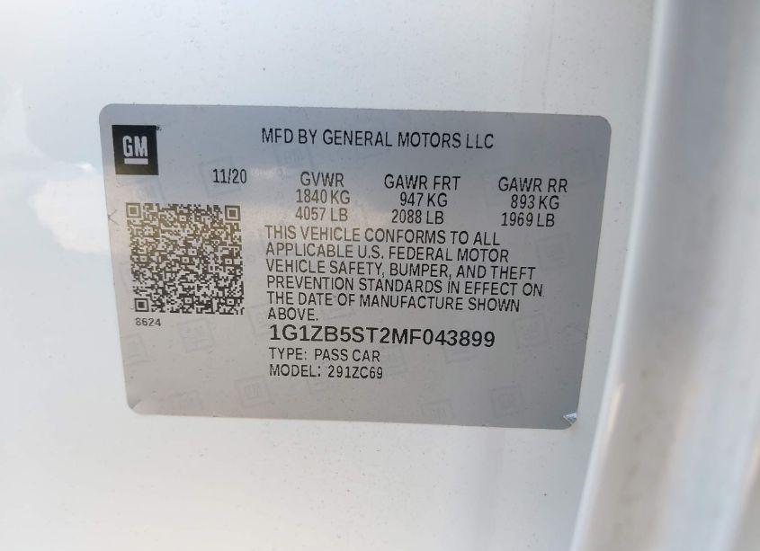 Photo 9 of 2021 Chevrolet Malibu FWD LS (VIN 1G1ZB5ST2MF043899)