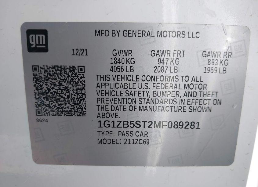 Photo 9 of 2021 Chevrolet Malibu FWD LS (VIN 1G1ZB5ST2MF089281)