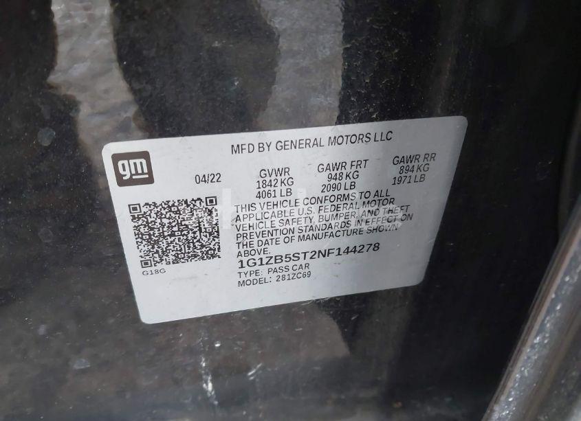 Photo 9 of 2022 Chevrolet Malibu FWD LS (VIN 1G1ZB5ST2NF144278)