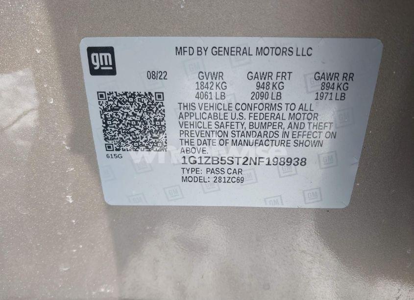 Photo 9 of 2022 Chevrolet Malibu FWD LS (VIN 1G1ZB5ST2NF198938)