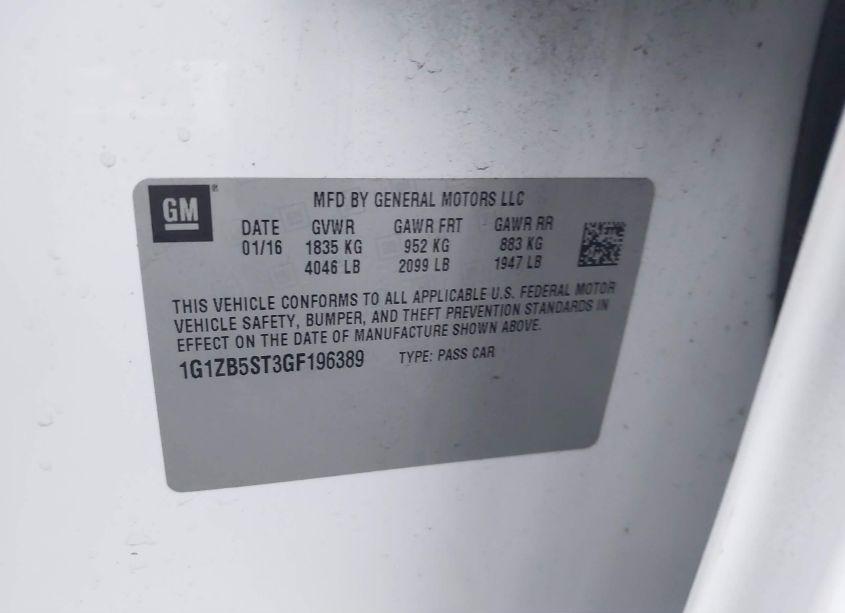 Photo 9 of 2016 Chevrolet Malibu LS (VIN 1G1ZB5ST3GF196389)