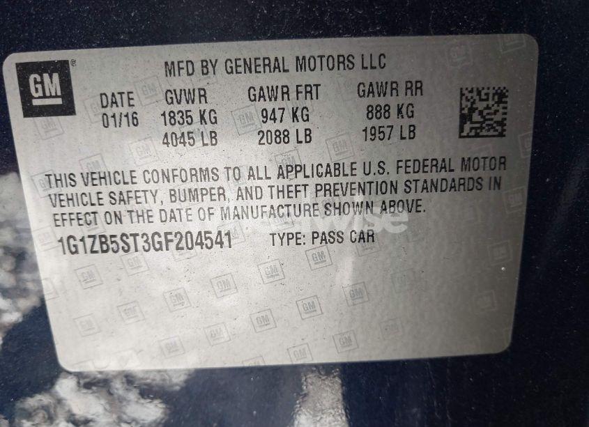 Photo 9 of 2016 Chevrolet Malibu LS (VIN 1G1ZB5ST3GF204541)