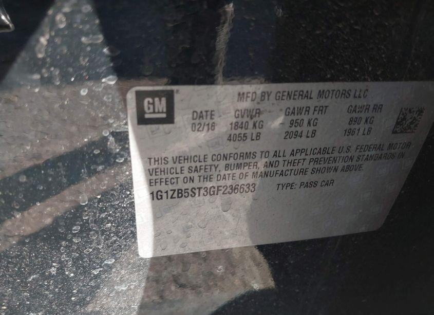 Photo 9 of 2016 Chevrolet Malibu LS (VIN 1G1ZB5ST3GF236633)