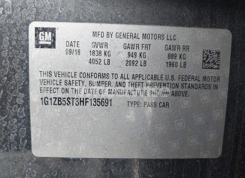 Photo 9 of 2017 Chevrolet Malibu LS (VIN 1G1ZB5ST3HF135691)