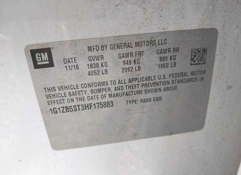 Photo 9 of 2017 Chevrolet Malibu LS (VIN 1G1ZB5ST3HF175883)