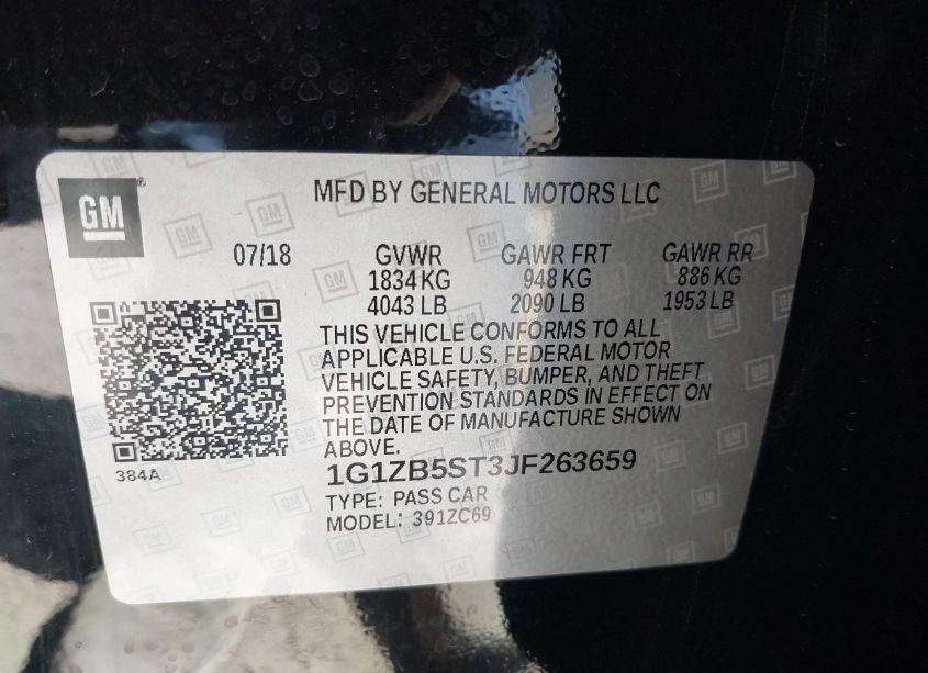 Photo 9 of 2018 Chevrolet Malibu 1LS (VIN 1G1ZB5ST3JF263659)