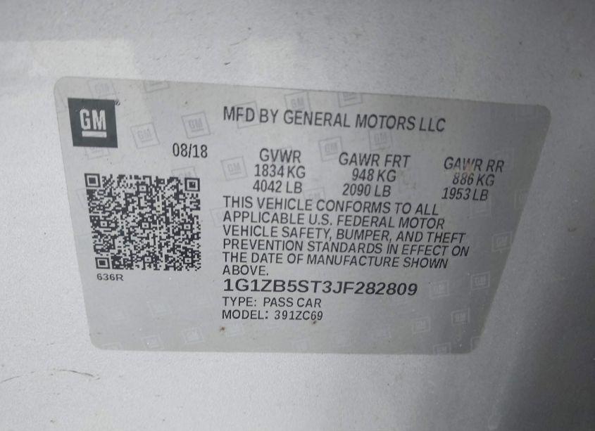 Photo 9 of 2018 Chevrolet Malibu 1LS (VIN 1G1ZB5ST3JF282809)