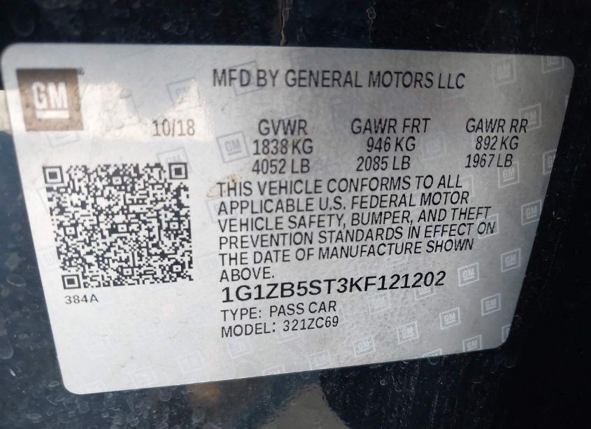 Photo 9 of 2019 Chevrolet Malibu 1LS (VIN 1G1ZB5ST3KF121202)