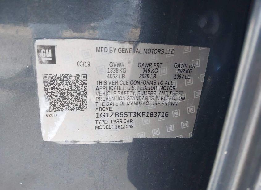 Photo 9 of 2019 Chevrolet Malibu 1LS (VIN 1G1ZB5ST3KF183716)