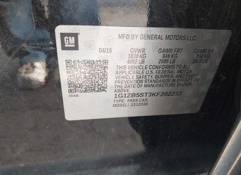 Photo 9 of 2019 Chevrolet Malibu 1LS (VIN 1G1ZB5ST3KF202233)