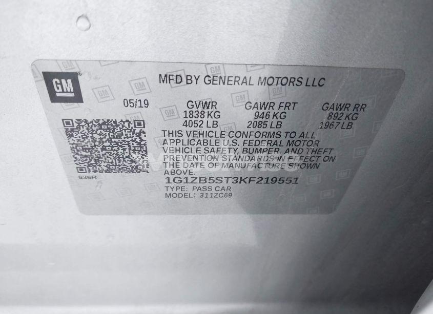 Photo 9 of 2019 Chevrolet Malibu 1LS (VIN 1G1ZB5ST3KF219551)