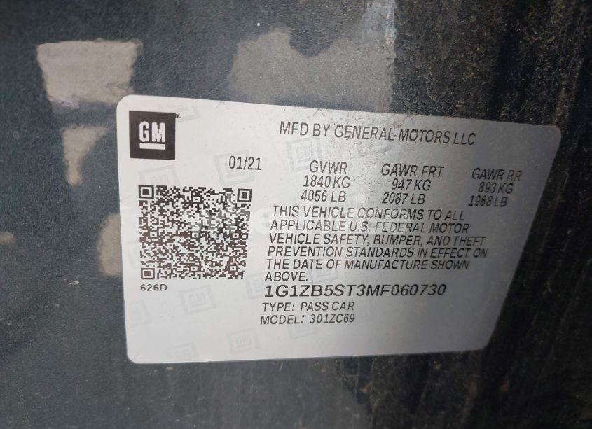 Photo 9 of 2021 Chevrolet Malibu FWD LS (VIN 1G1ZB5ST3MF060730)