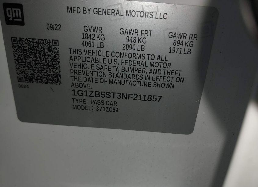 Photo 9 of 2022 Chevrolet Malibu FWD LS (VIN 1G1ZB5ST3NF211857)