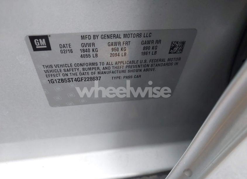 Photo 9 of 2016 Chevrolet Malibu LS (VIN 1G1ZB5ST4GF228637)