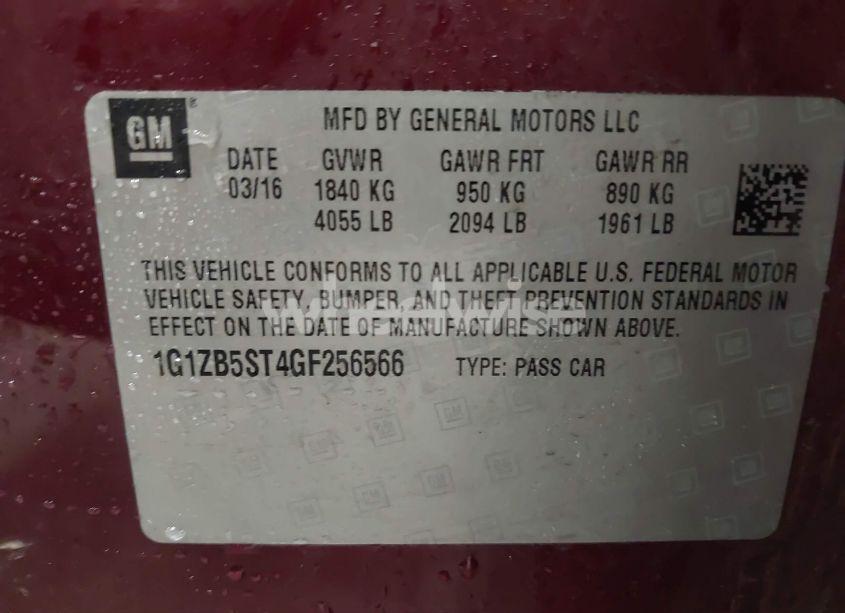 Photo 9 of 2016 Chevrolet Malibu LS (VIN 1G1ZB5ST4GF256566)