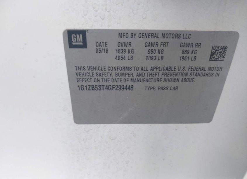 Photo 9 of 2016 Chevrolet Malibu LS (VIN 1G1ZB5ST4GF299448)