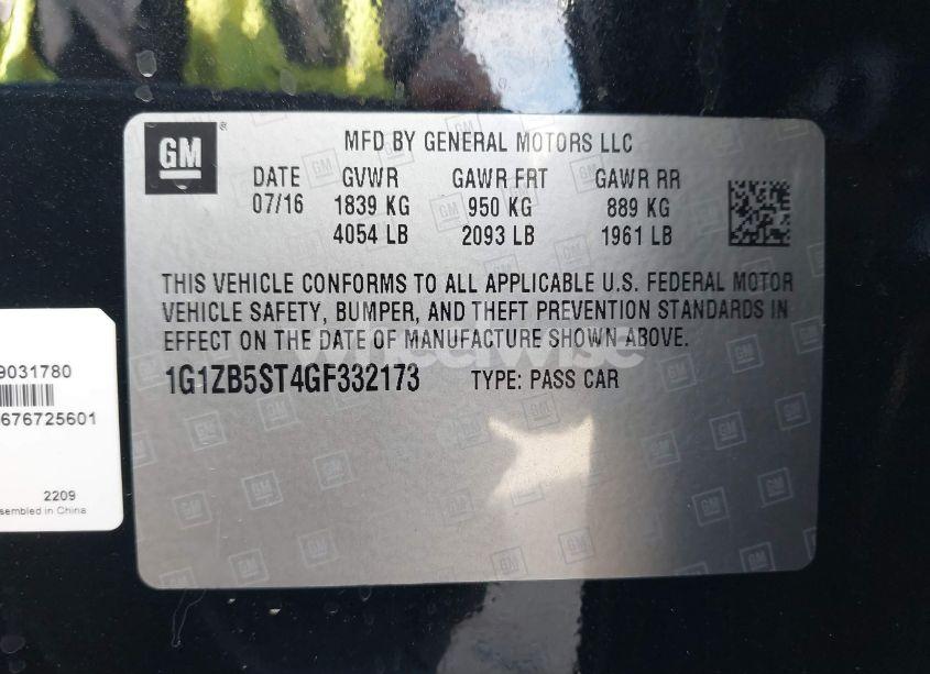 Photo 9 of 2016 Chevrolet Malibu LS (VIN 1G1ZB5ST4GF332173)