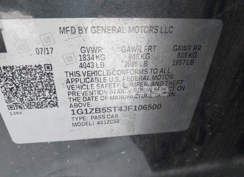 Photo 9 of 2018 Chevrolet Malibu 1LS (VIN 1G1ZB5ST4JF106500)