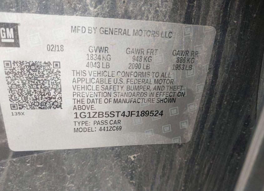 Photo 9 of 2018 Chevrolet Malibu 1LS (VIN 1G1ZB5ST4JF189524)