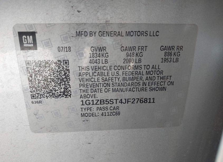 Photo 9 of 2018 Chevrolet Malibu 1LS (VIN 1G1ZB5ST4JF276811)