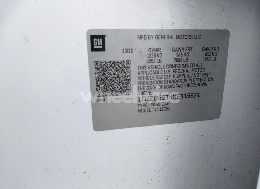 Photo 9 of 2019 Chevrolet Malibu 1LS (VIN 1G1ZB5ST4KF115621)