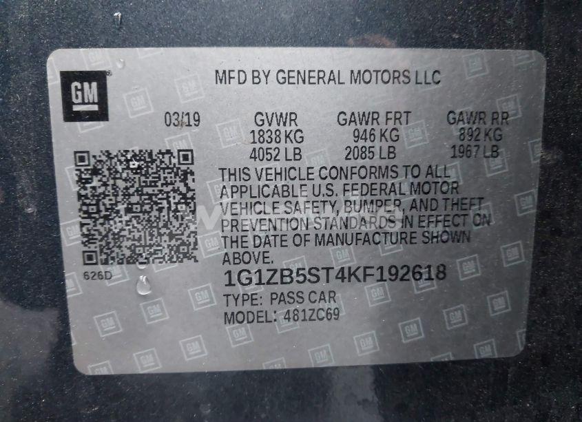Photo 9 of 2019 Chevrolet Malibu 1LS (VIN 1G1ZB5ST4KF192618)