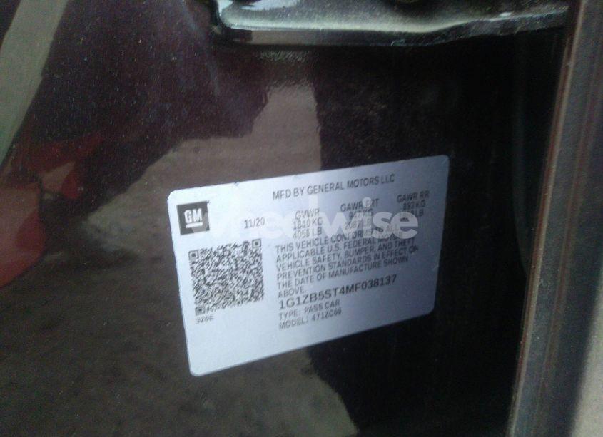 Photo 9 of 2021 Chevrolet Malibu FWD LS (VIN 1G1ZB5ST4MF038137)