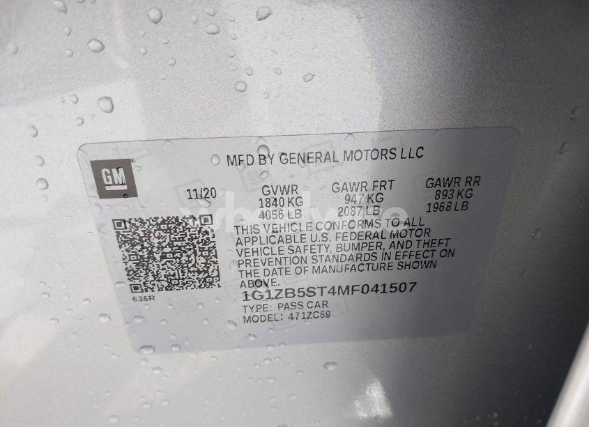 Photo 9 of 2021 Chevrolet Malibu FWD LS (VIN 1G1ZB5ST4MF041507)